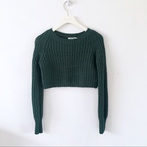 Kimchi Blue Crop Knit Sweater Top Sz XS Green